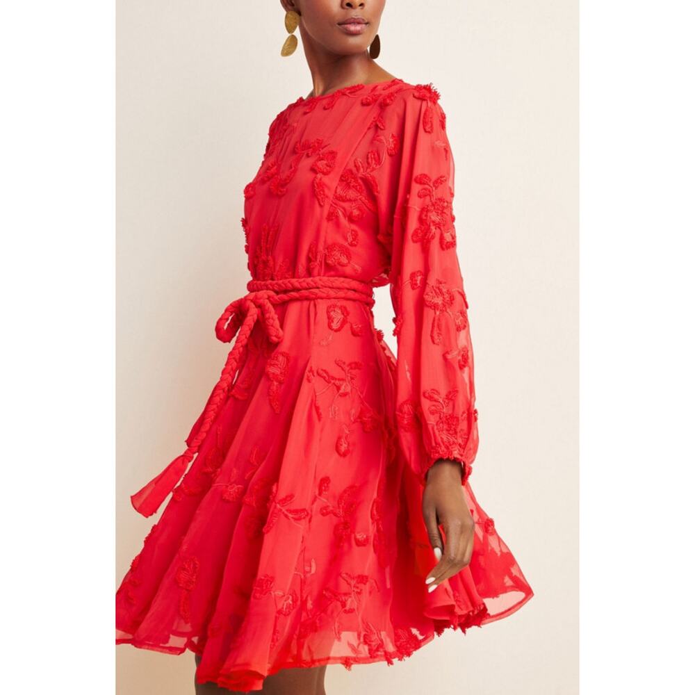 Anthropologie Mare Mare Amal Textured Dress Red